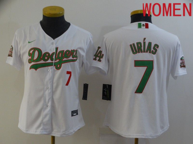 Women Los Angeles Dodgers #7 Urias White Game Nike MLB Jerseys
